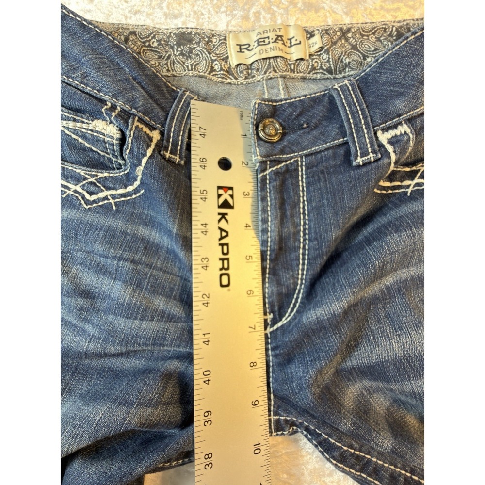 Ariat REAL Womens Jeans 32R 32x32 Marine Mid Rise Bootcut Western Cowgirl - Picture 9 of 11
